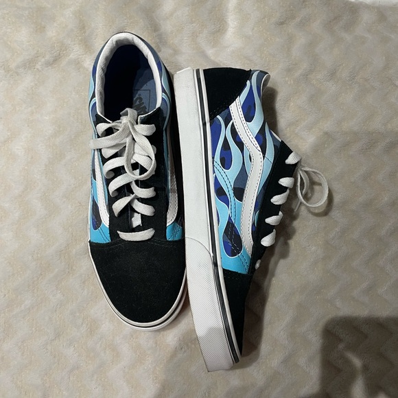 Vans Shoes - Vans Black and Blue Flame Sneakers